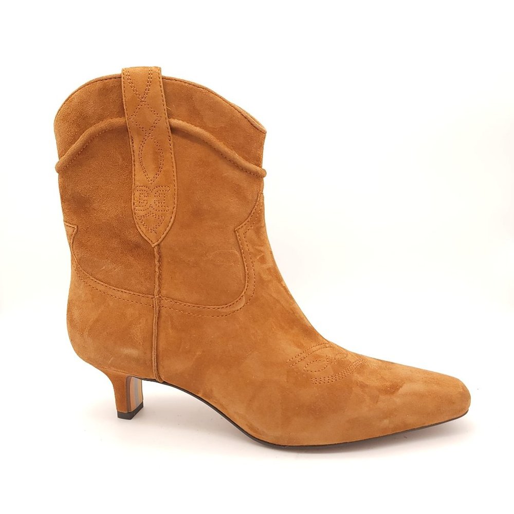NEW Sam Edelman Western Boots Taryn Brown Suede Heel Women's 7.5 MSRP $200